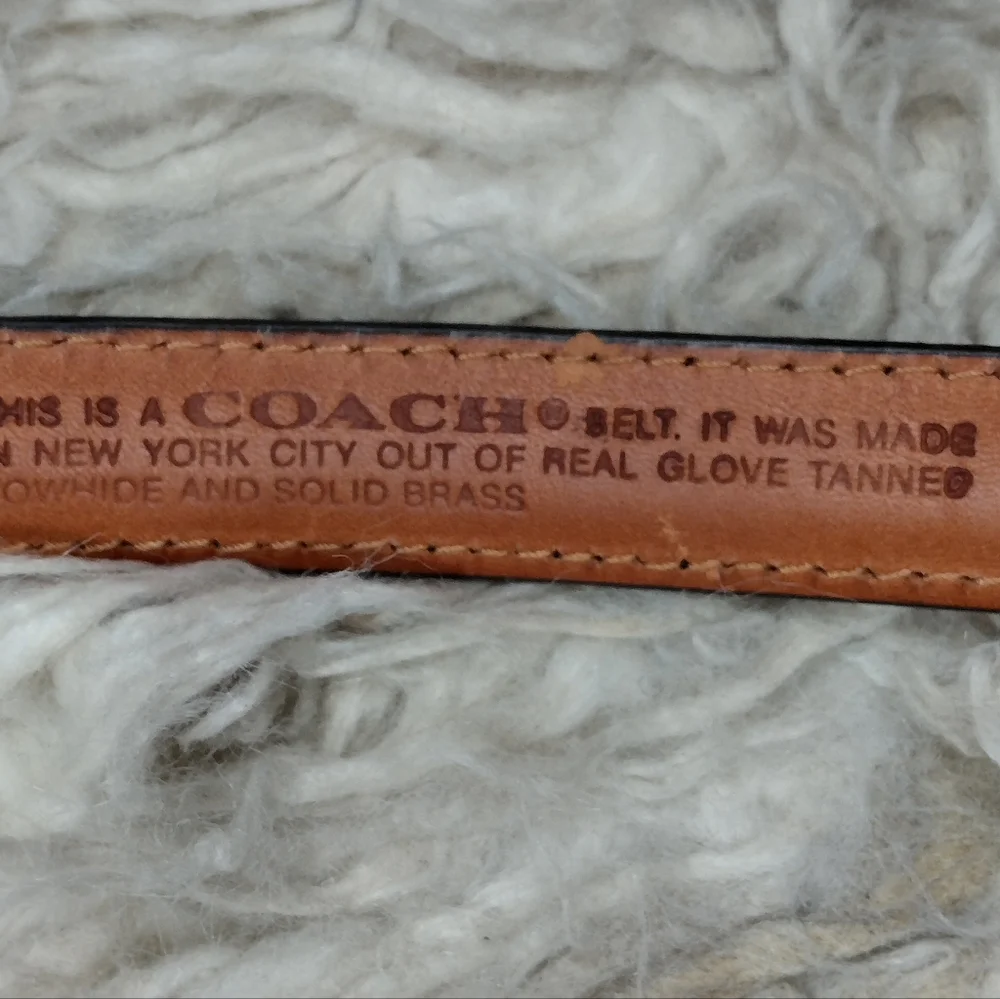 Coach Cowhide Leather Belt With Brass Buckle